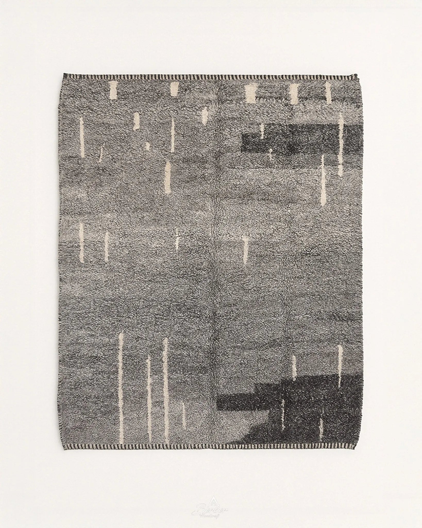 Moroccan Wool Area Rug 3 X 5 Ft | 90 X 150 Cm / With Tassels / Short (0.4” / 1 cm)