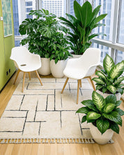 Moroccan Wool Carpet 3 X 5 Ft | 90 X 150 Cm / With Tassels / Short (0.4” / 1 cm)