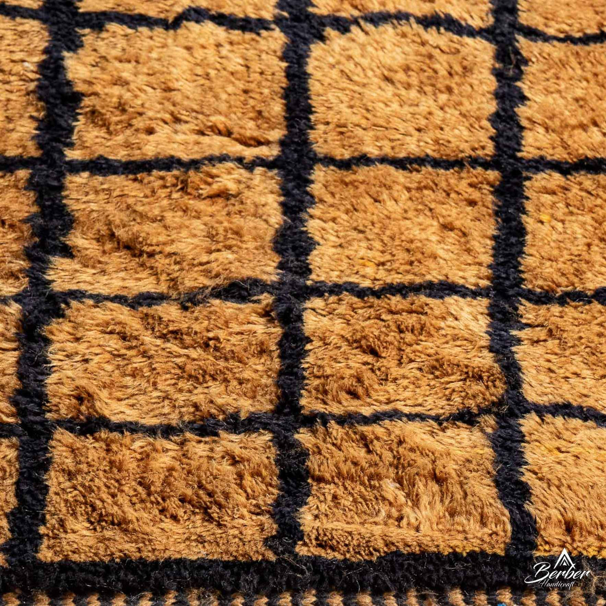 Modern Black and Brown Area Rug - Berber Handicraft