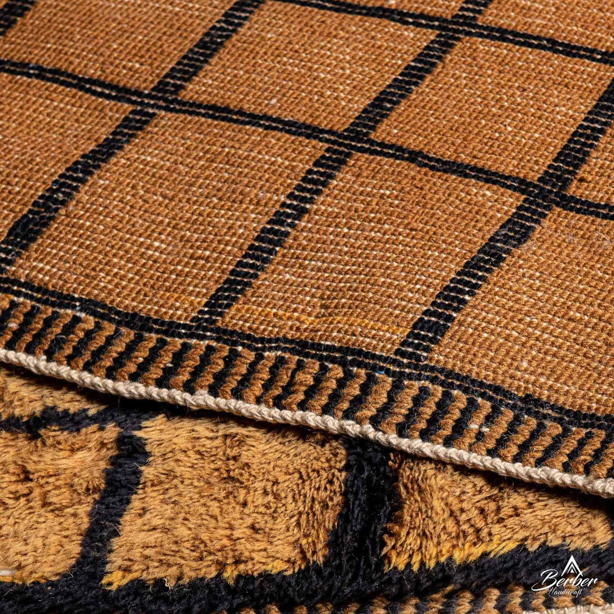 Modern Black and Brown Area Rug - Berber Handicraft