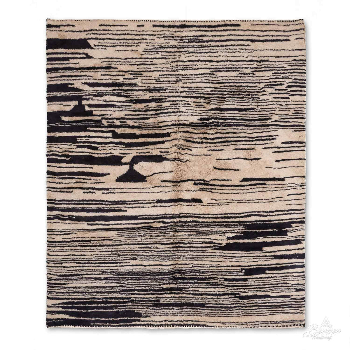 Brown and Black Striped Rug - Berber Handicraft