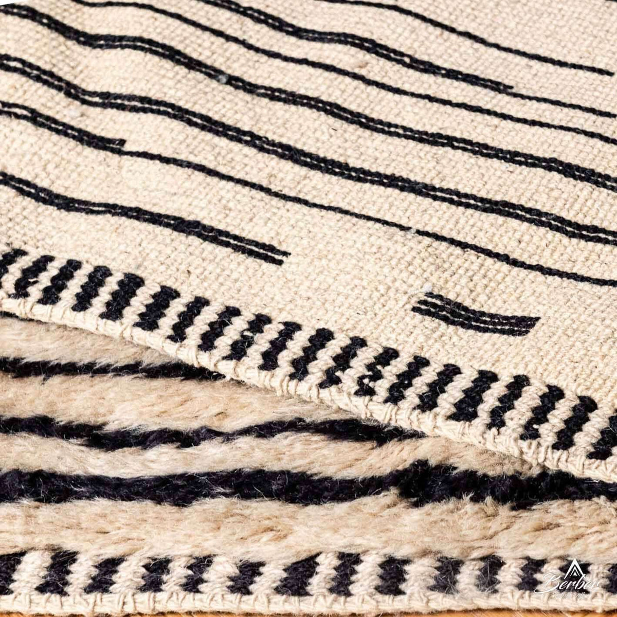 Brown and Black Striped Rug - Berber Handicraft