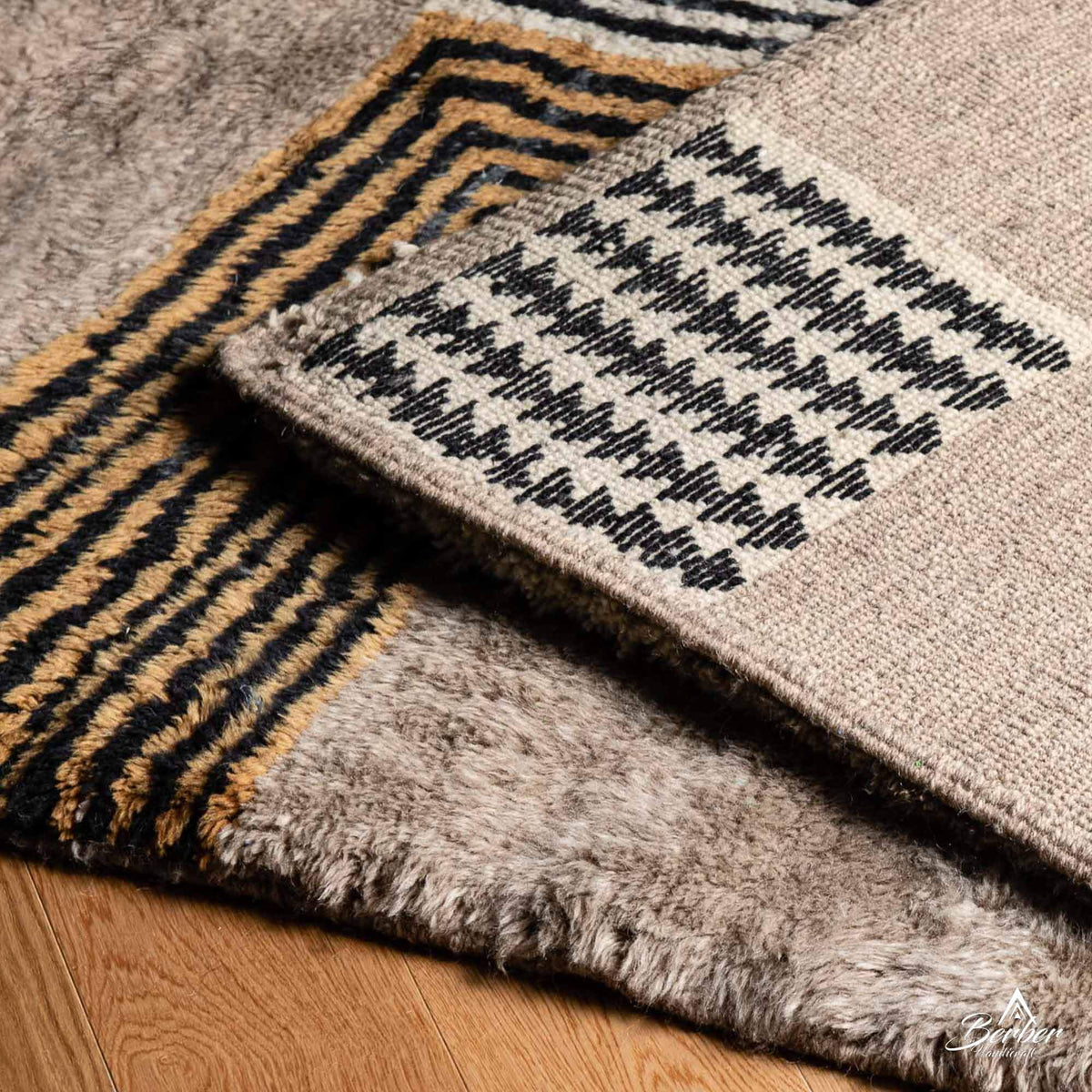 Striped Brown Moroccan Rug - Berber Handicraft