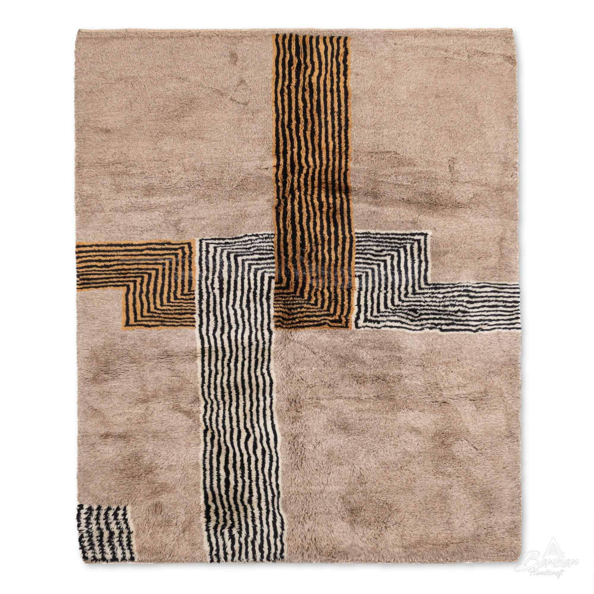 Striped Brown Moroccan Rug - Berber Handicraft