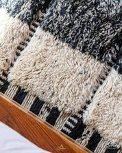 Classic Black Moroccan Rug 3 X 5 Ft | 90 X 150 Cm / With Tassels / Short (0.4” / 1 cm)