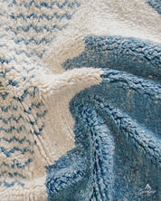 Moroccan Rug Blue 3 X 5 Ft | 90 X 150 Cm / With Tassels / Short (0.4” / 1 cm)