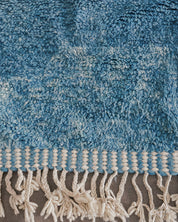 Moroccan Rug Blue 3 X 5 Ft | 90 X 150 Cm / With Tassels / Short (0.4” / 1 cm)
