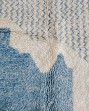 Moroccan Rug Blue 3 X 5 Ft | 90 X 150 Cm / With Tassels / Short (0.4” / 1 cm)