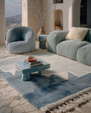 Moroccan Rug Blue 3 X 5 Ft | 90 X 150 Cm / With Tassels / Short (0.4” / 1 cm)