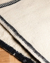 Off White Moroccan Runner Rug 2 X 6 Ft | 60 X 180 Cm / With Tassels / Short (0.4” / 1 cm)