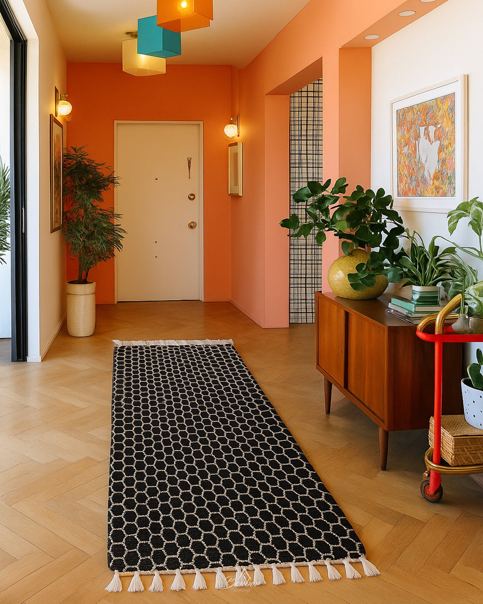 Bold Runner Rug 2 X 6 Ft | 60 X 180 Cm / With Tassels / Short (0.4” / 1 cm)