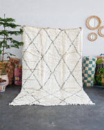 Moroccan Treillis Rug 3 X 5 Ft | 90 X 150 Cm / With Tassels / Short (0.4” / 1 cm)
