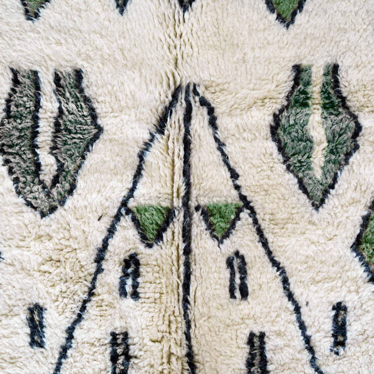 White and Green Azilal Rug - Berber Handicraft