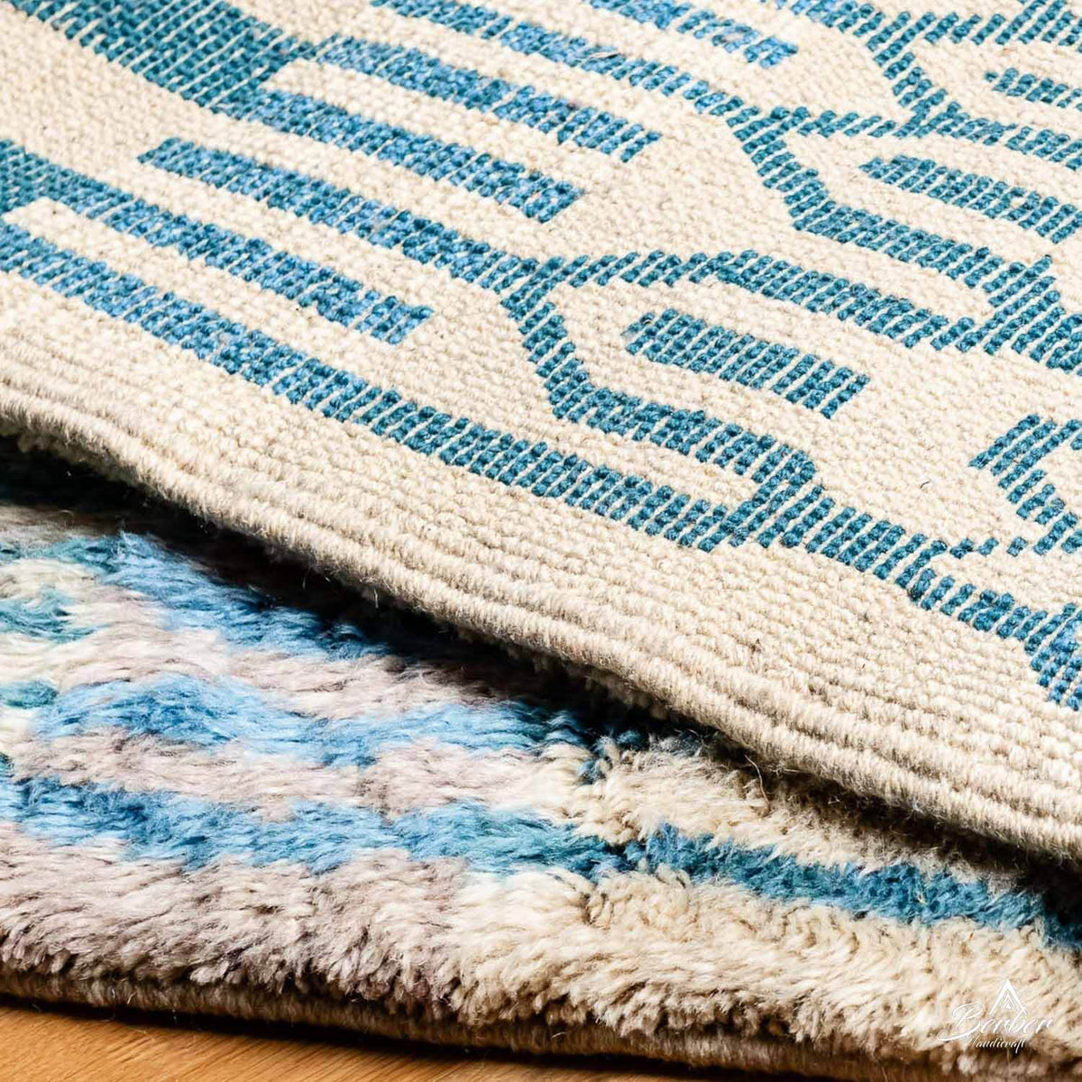 Blue Striped Runner Rug - Berber Handicraft