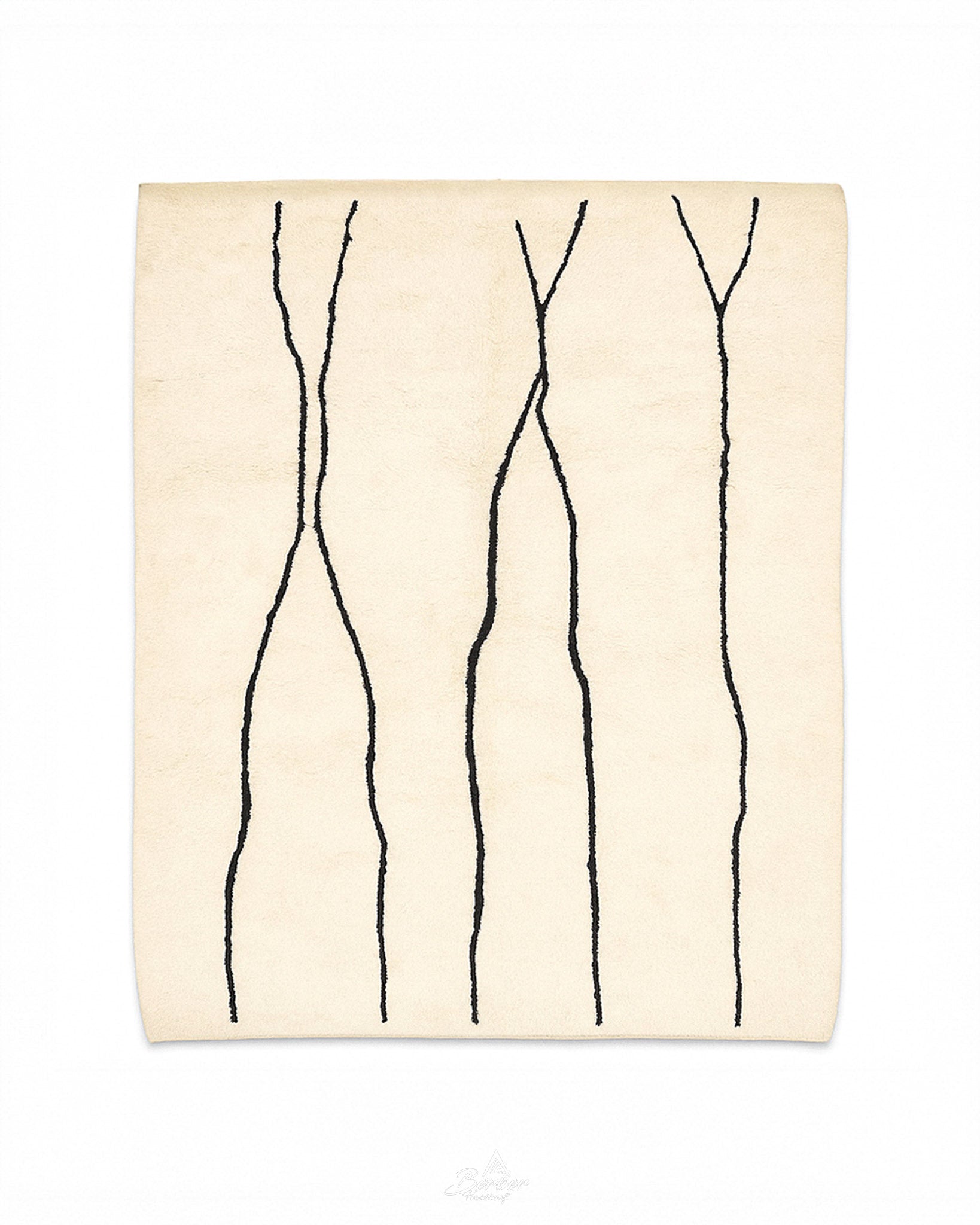 Minimalist Moroccan Rug 3 X 5 Ft | 90 X 150 Cm / With Tassels / Short (0.4” / 1 cm)