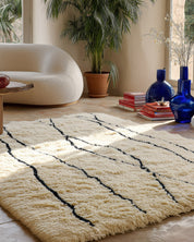 Minimalist Moroccan Rug 3 X 5 Ft | 90 X 150 Cm / With Tassels / Short (0.4” / 1 cm)