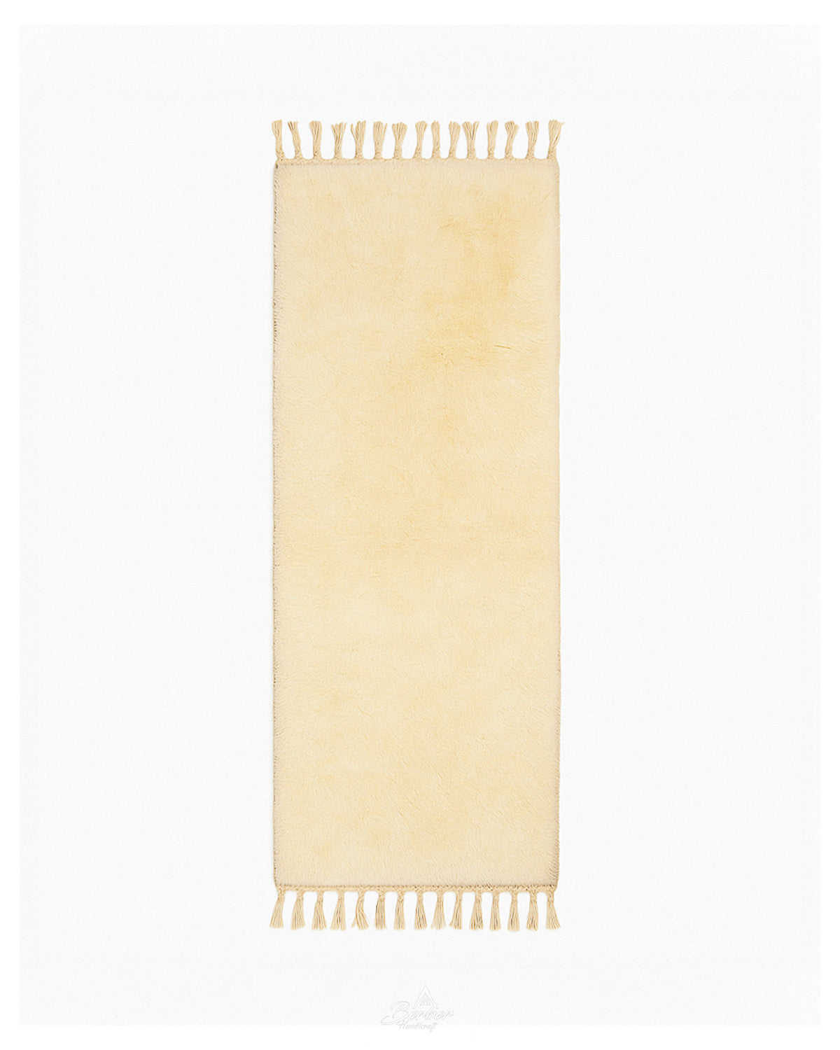 Off White Beni Ourain Runner Rug 2 X 6 Ft | 60 X 180 Cm / With Tassels / Short (0.4” / 1 cm)