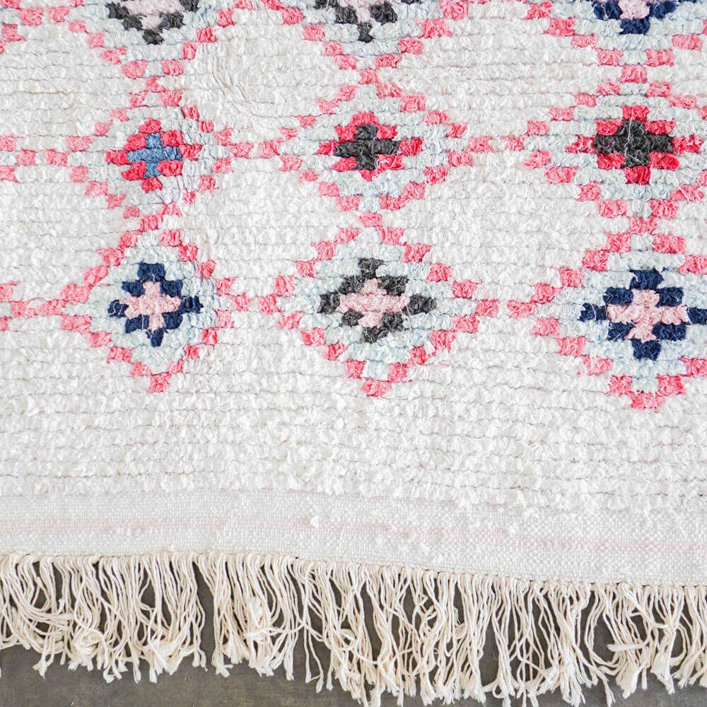 White pink Boho Berber rug