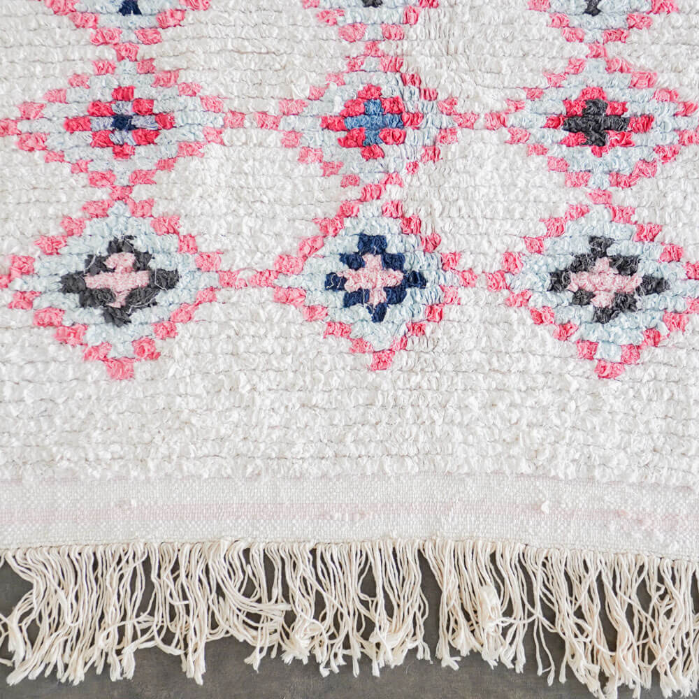 White pink Boho Berber rug-Berber Handicraft
