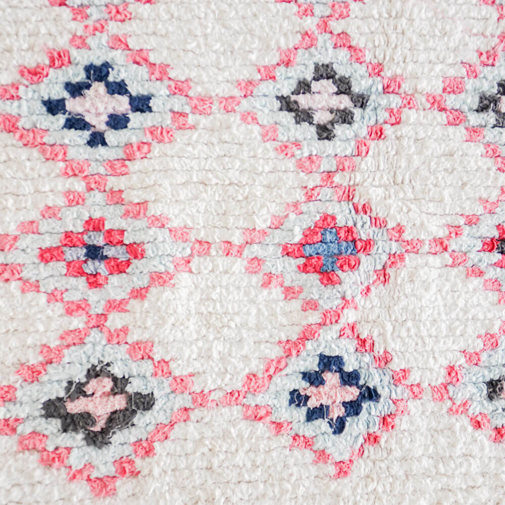 White pink Boho Berber rug