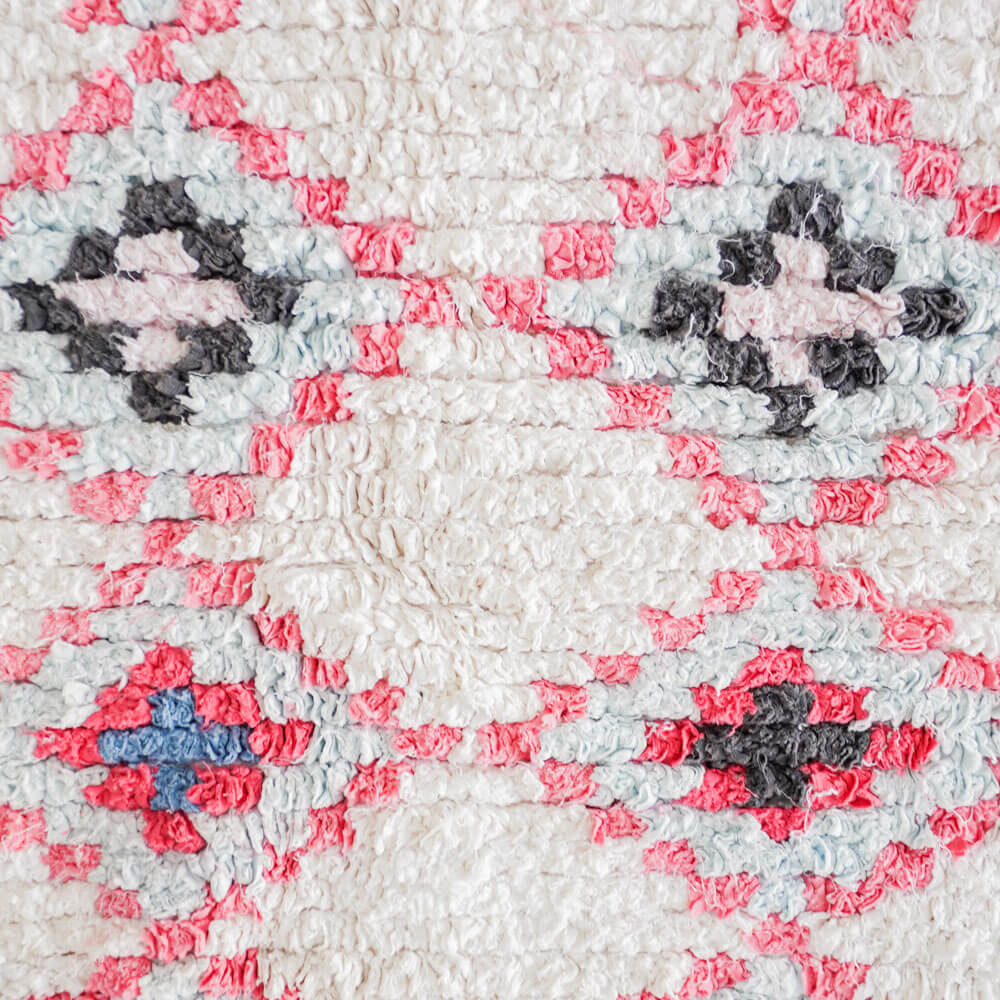 White pink Boho Berber rug-Berber Handicraft