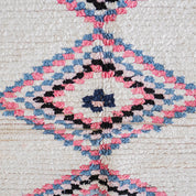 White and purple Boucherouite rug-Berber Handicraft