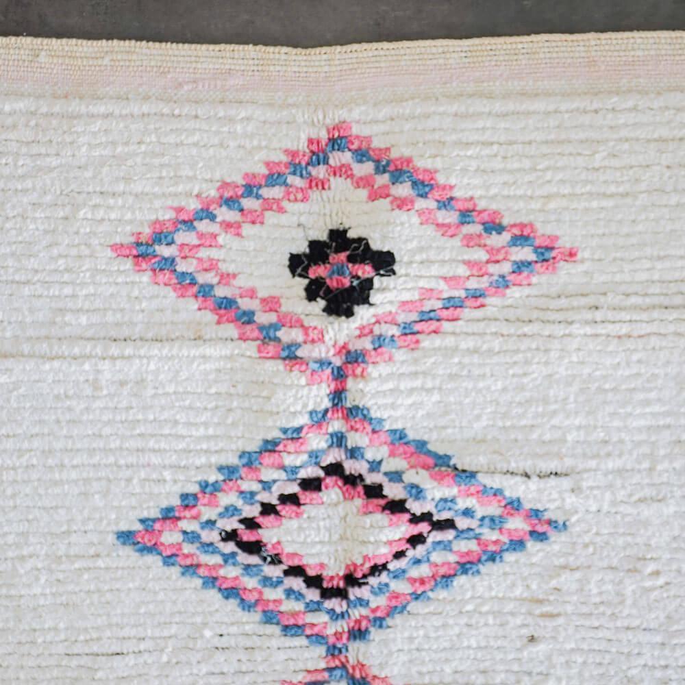 White and purple Boucherouite rug-Berber Handicraft