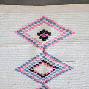 White and purple Boucherouite rug-Berber Handicraft