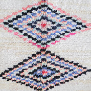 White blue Boucherouite rug-Berber Handicraft