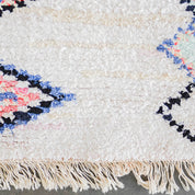 White blue Boucherouite rug-Berber Handicraft