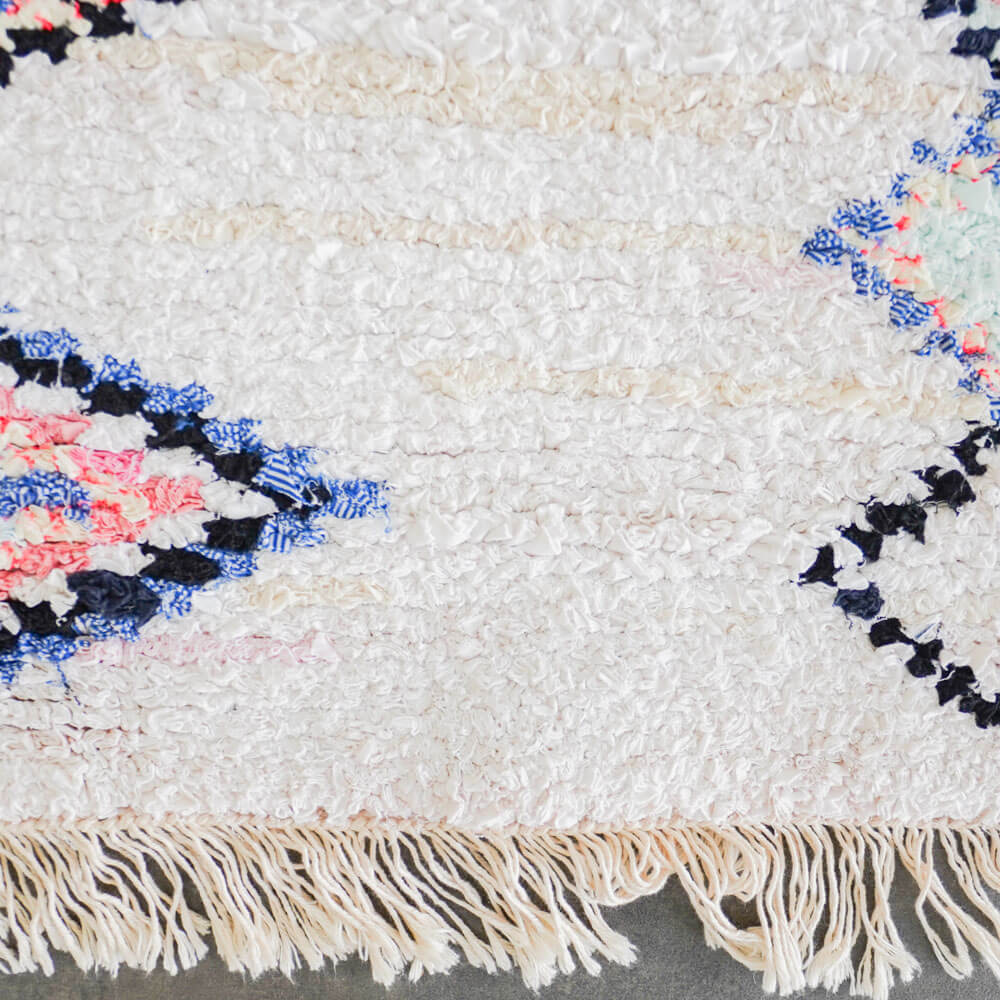 White blue Boucherouite rug