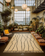 Natural Wool Shag Rug 3 X 5 Ft | 90 X 150 Cm / With Tassels / Short (0.4” / 1 cm)