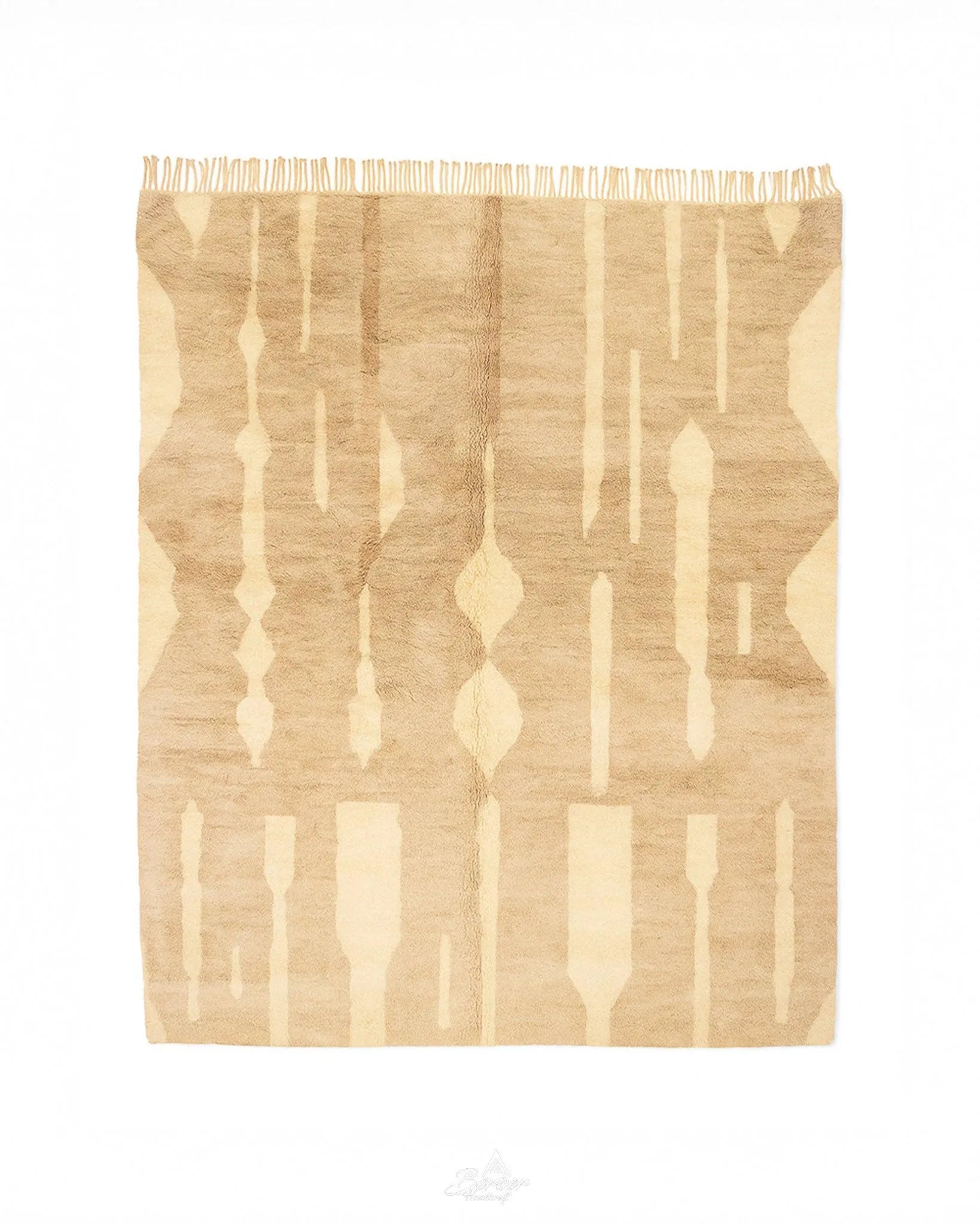Neutral Beni Ourain Rug 3 X 5 Ft | 90 X 150 Cm / With Tassels / Short (0.4” / 1 cm)