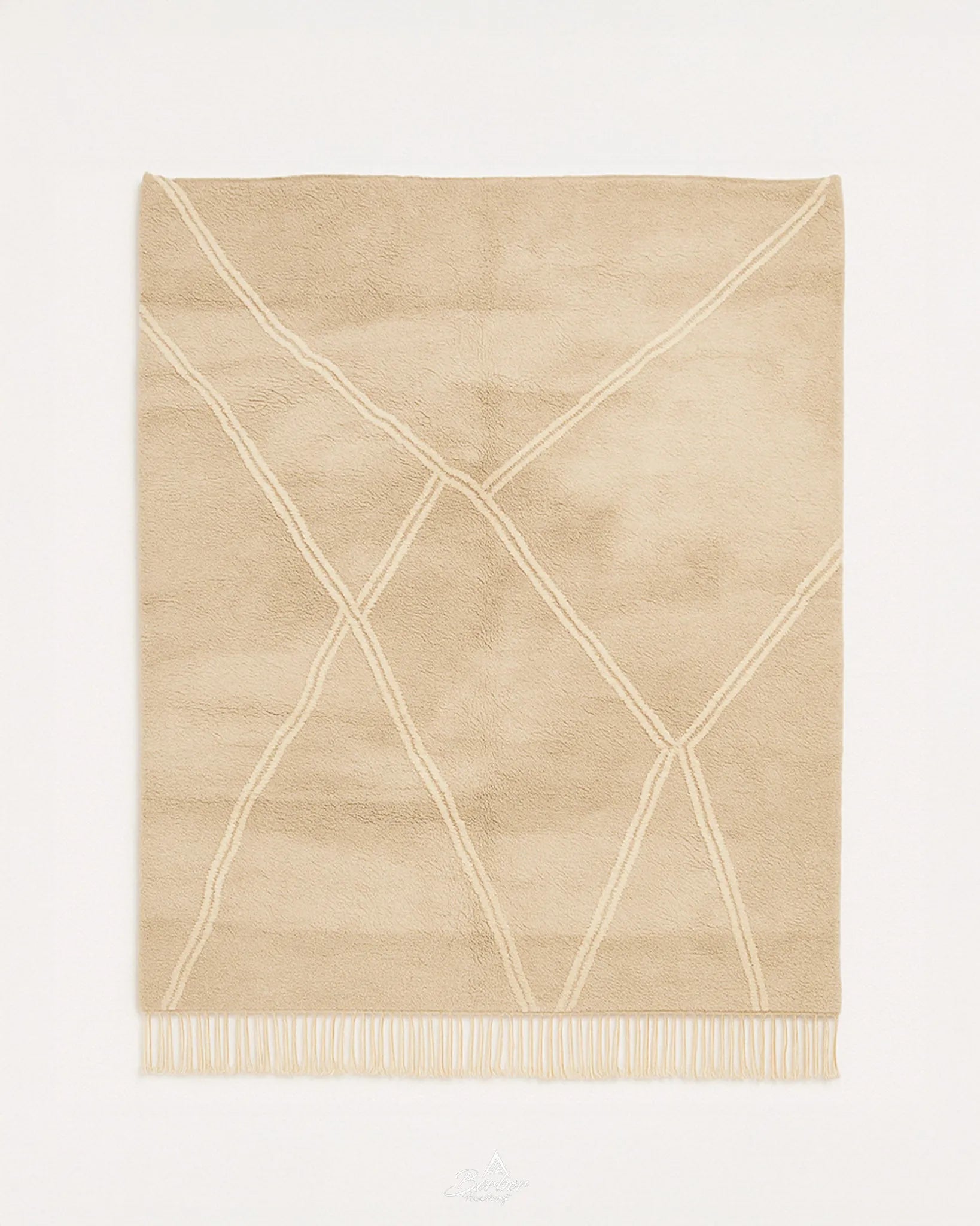 Neutral Berber Carpet 3 X 5 Ft | 90 X 150 Cm / With Tassels / Short (0.4” / 1 cm)