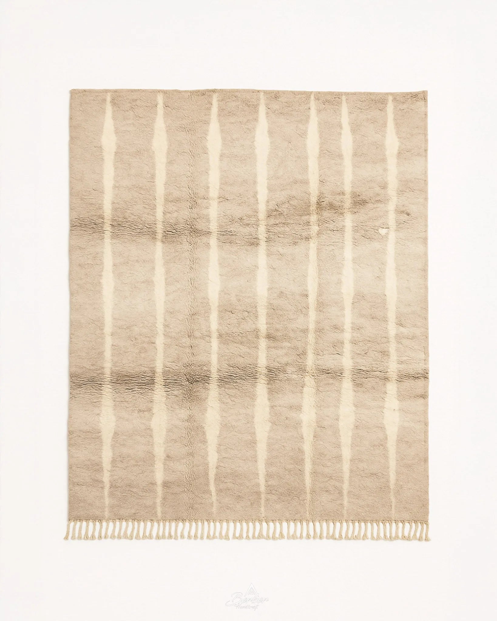 Neutral Handwoven Rug 3 X 5 Ft | 90 X 150 Cm / With Tassels / Short (0.4” / 1 cm)