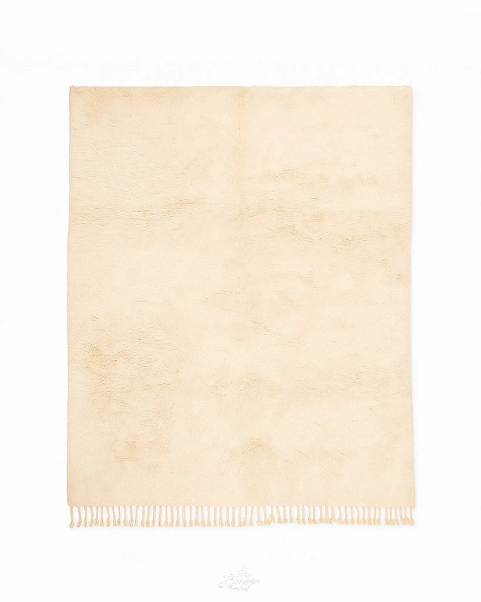 Off White Beni Ourain Carpet 3 X 5 Ft | 90 X 150 Cm / With Tassels / Short (0.4” / 1 cm)