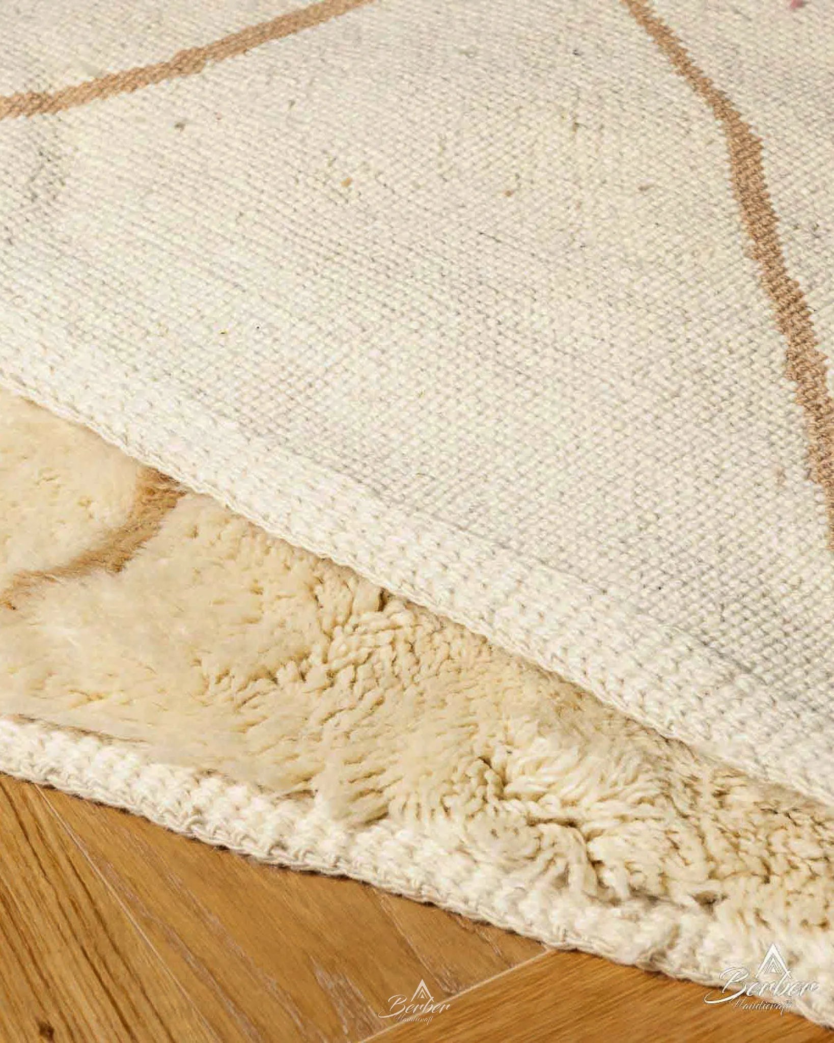 Off White Berber Rug 3 X 5 Ft | 90 X 150 Cm / With Tassels / Short (0.4” / 1 cm)