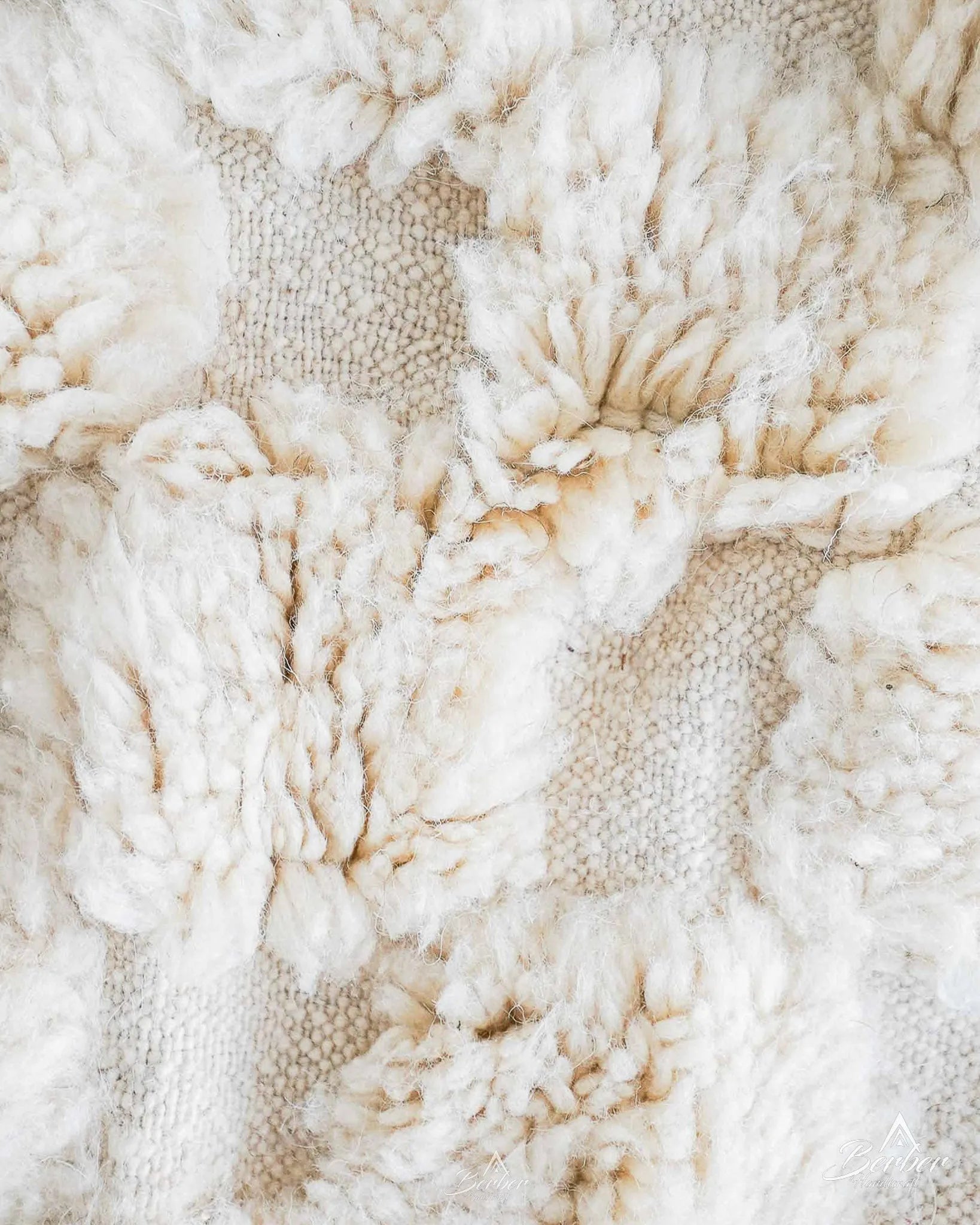 Off White Checkered Rug-Berber Handicraft