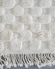 Off White Checkered Rug-Berber Handicraft