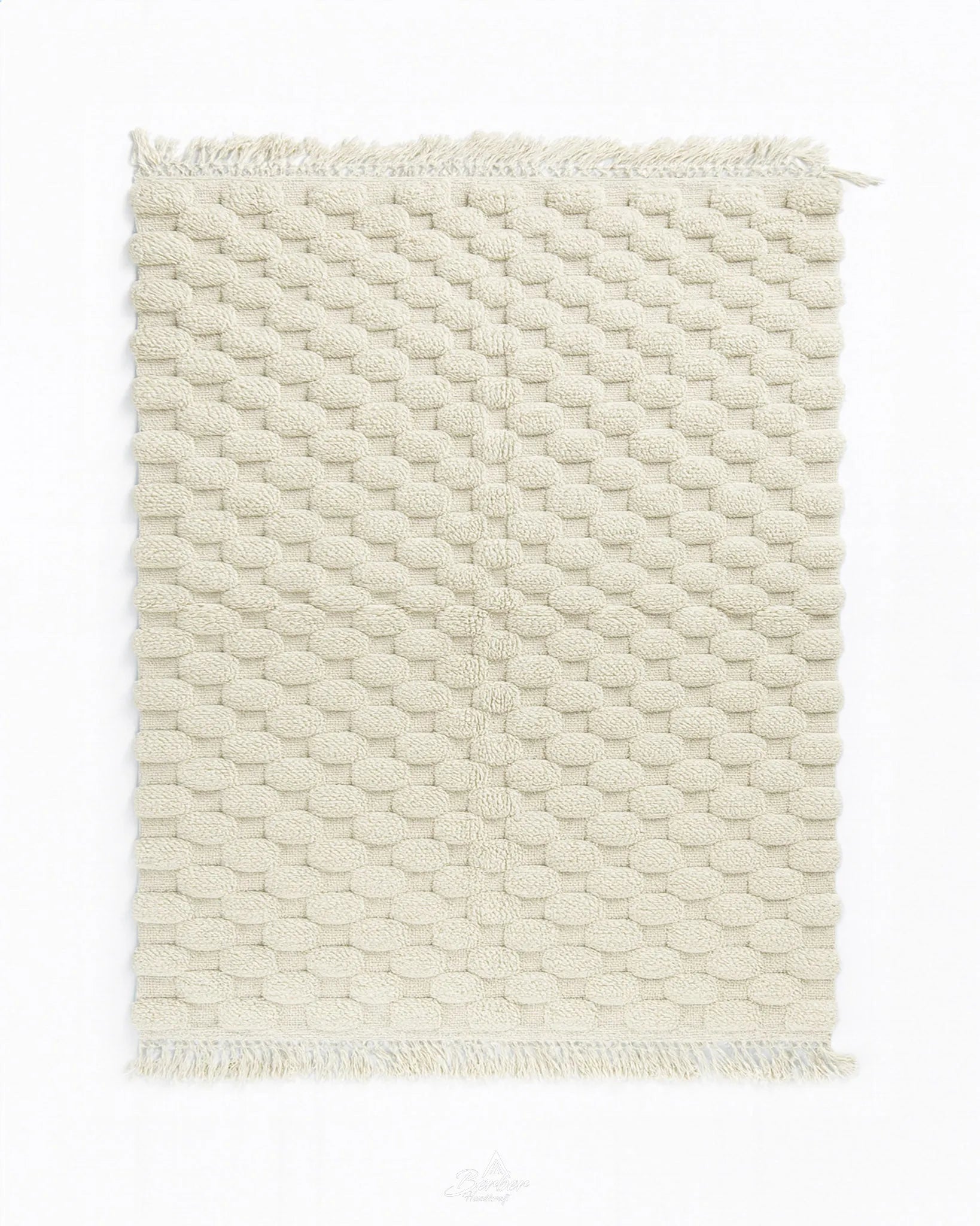Off White Checkered Rug-Berber Handicraft