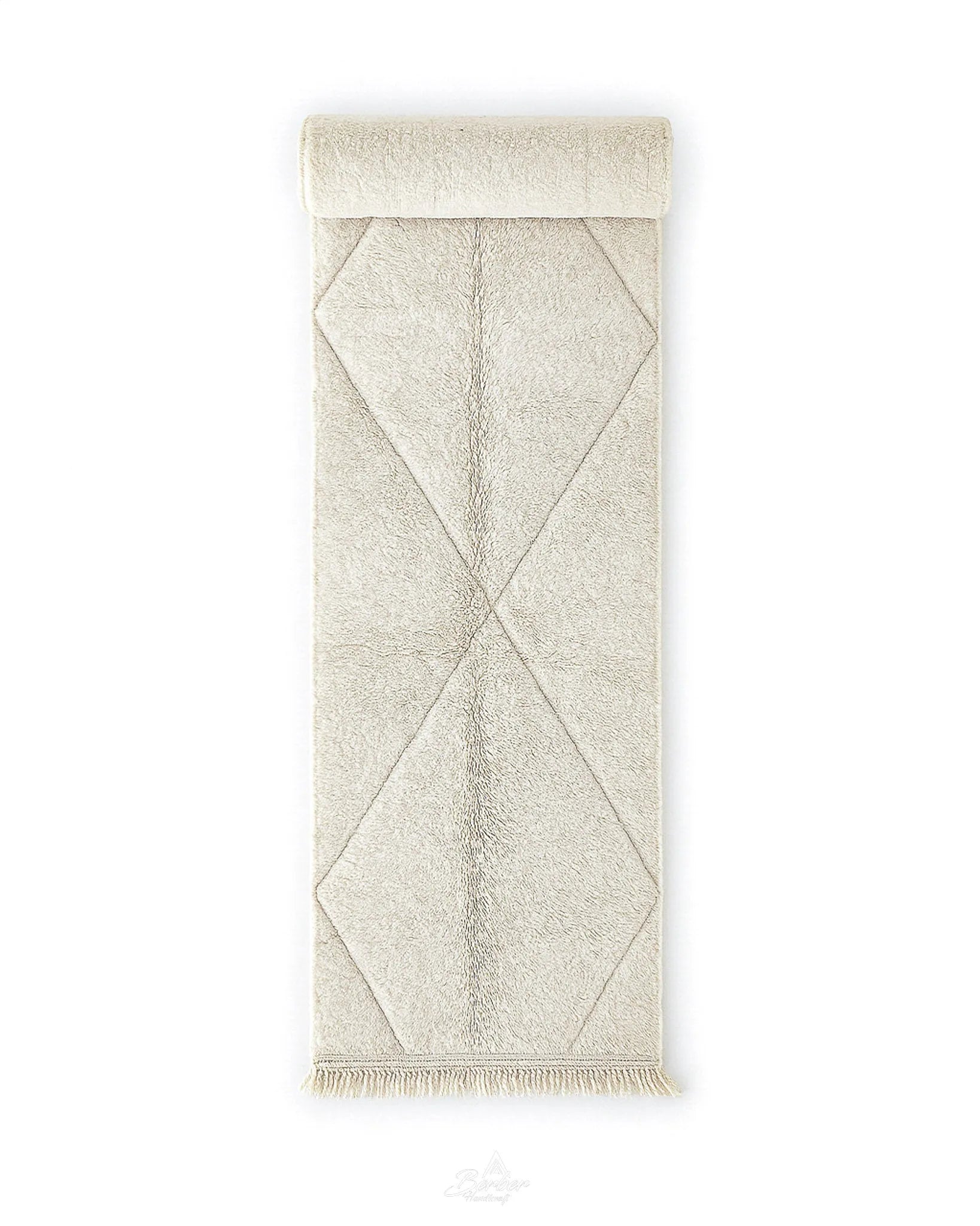 Off White Runner 2 X 6 Ft | 60 X 180 Cm / With Tassels / Short (0.4” / 1 cm)