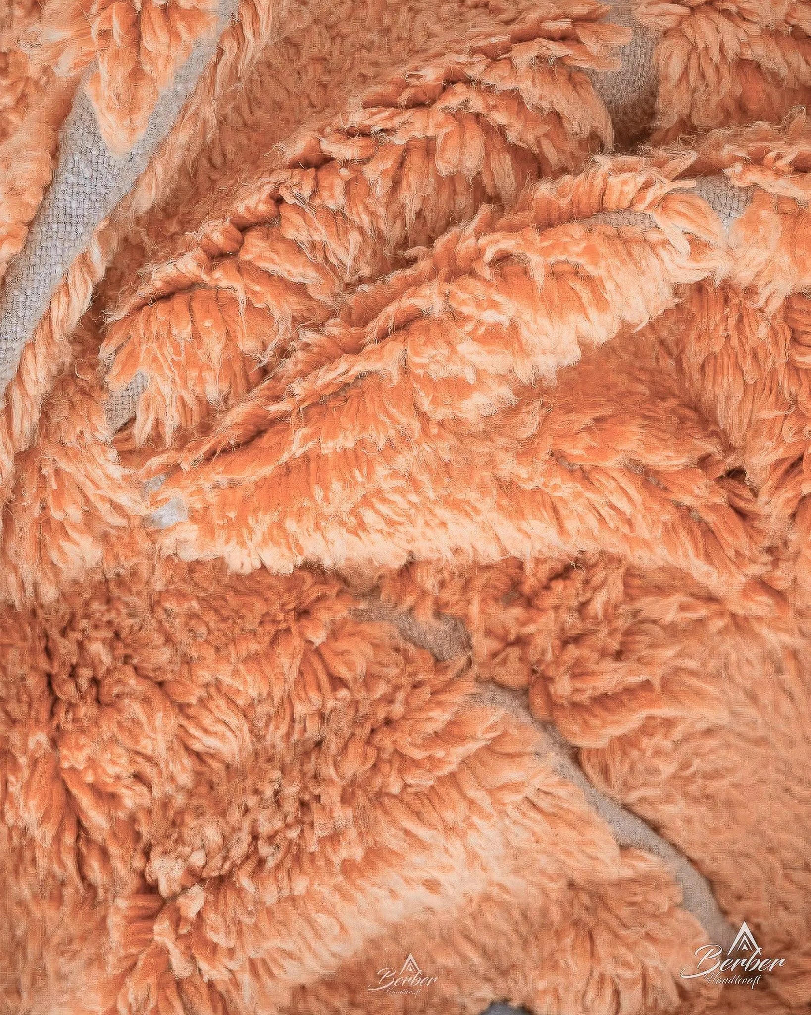 Orange Beni Ourain Rug 3 X 5 Ft | 90 X 150 Cm / With Tassels / Short (0.4” / 1 cm)