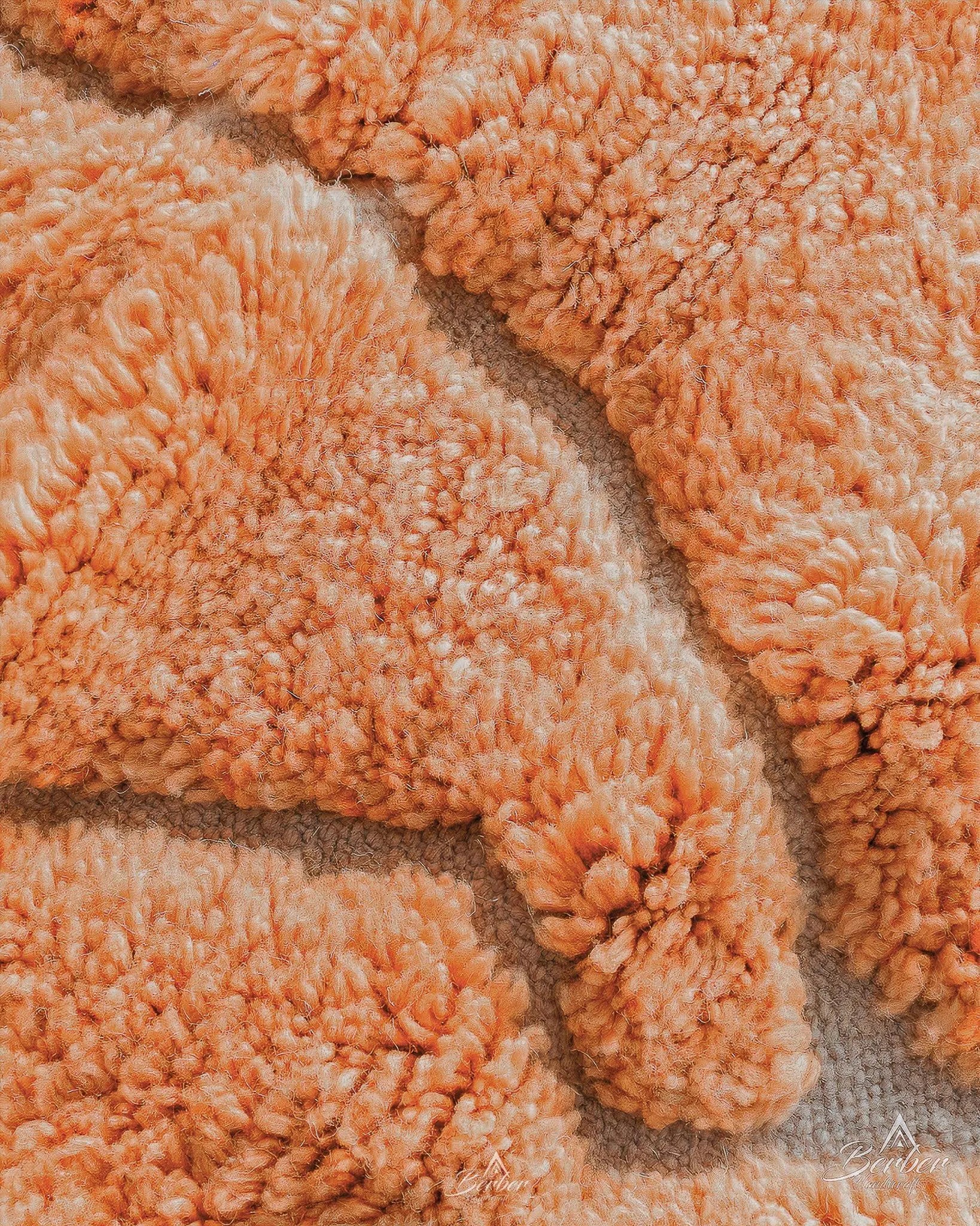 Orange Beni Ourain Rug 3 X 5 Ft | 90 X 150 Cm / With Tassels / Short (0.4” / 1 cm)