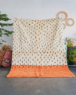 Orange and White Dotted Rug 3 X 5 Ft | 90 X 150 Cm / With Tassels / Short (0.4” / 1 cm)