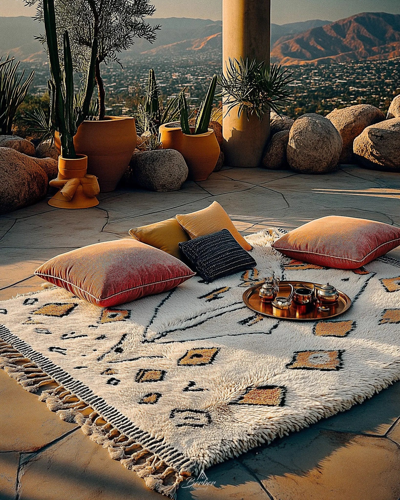 Orange Diamond Moroccan Rug 3 X 5 Ft | 90 X 150 Cm / With Tassels / Short (0.4” / 1 cm)