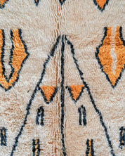 Orange Diamond Moroccan Rug 3 X 5 Ft | 90 X 150 Cm / With Tassels / Short (0.4” / 1 cm)