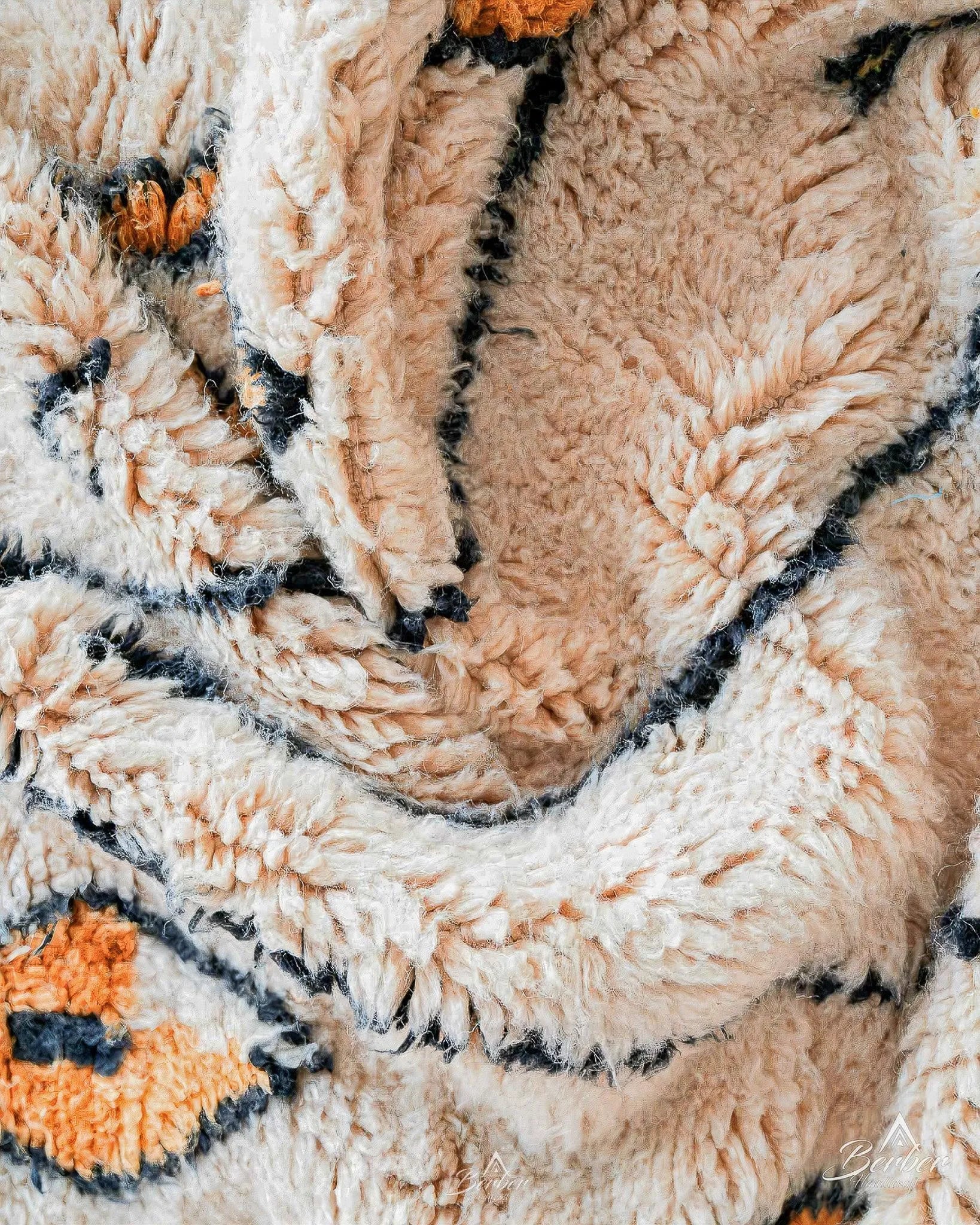 Orange Diamond Moroccan Rug 3 X 5 Ft | 90 X 150 Cm / With Tassels / Short (0.4” / 1 cm)