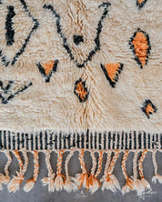Orange Diamond Moroccan Rug 3 X 5 Ft | 90 X 150 Cm / With Tassels / Short (0.4” / 1 cm)