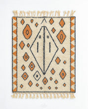 Orange Diamond Moroccan Rug 3 X 5 Ft | 90 X 150 Cm / With Tassels / Short (0.4” / 1 cm)