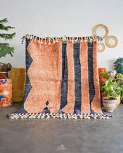 Orange Handwoven Rug 3 X 5 Ft | 90 X 150 Cm / With Tassels / Short (0.4” / 1 cm)